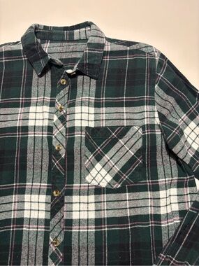 Forest Green Pink & White Cotton Fall Flannel